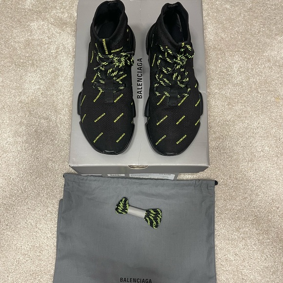 BALENCIAGA MENS BLACK KNIT LACE UP SNEAKER SIZE 8 US 41 EUR - Picture 7 of 9